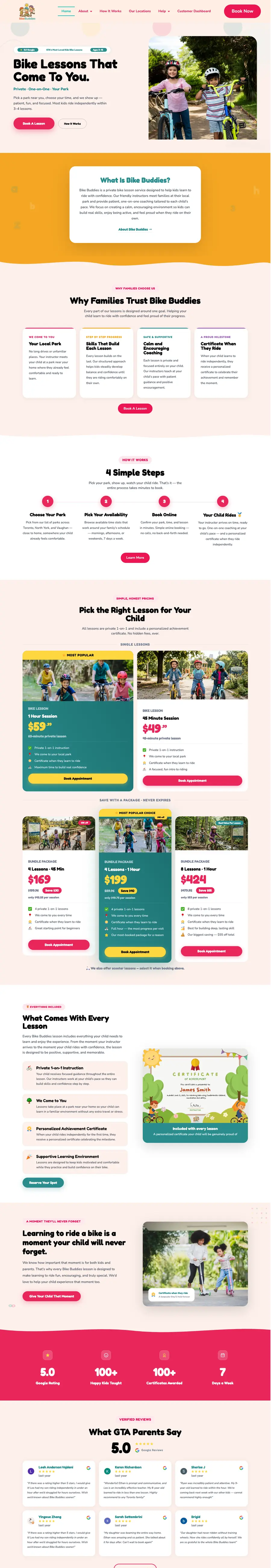 The bikebuddies.ca homepage, top to bottom