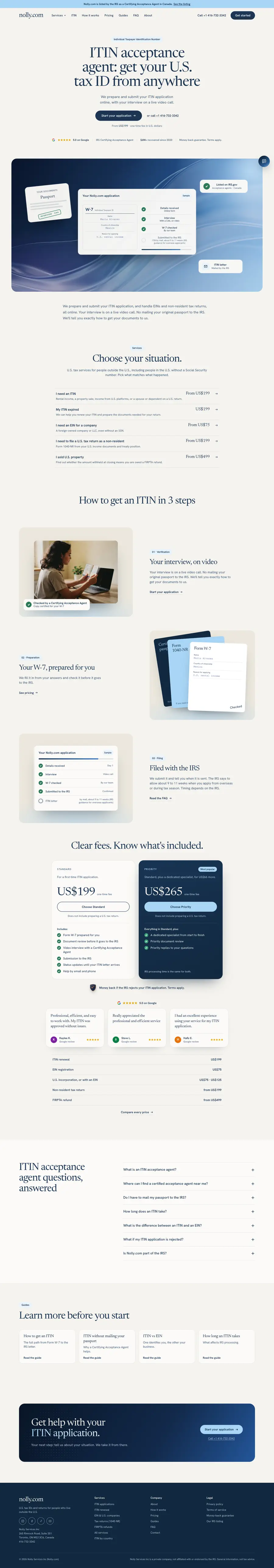 The nolly.com homepage, top to bottom