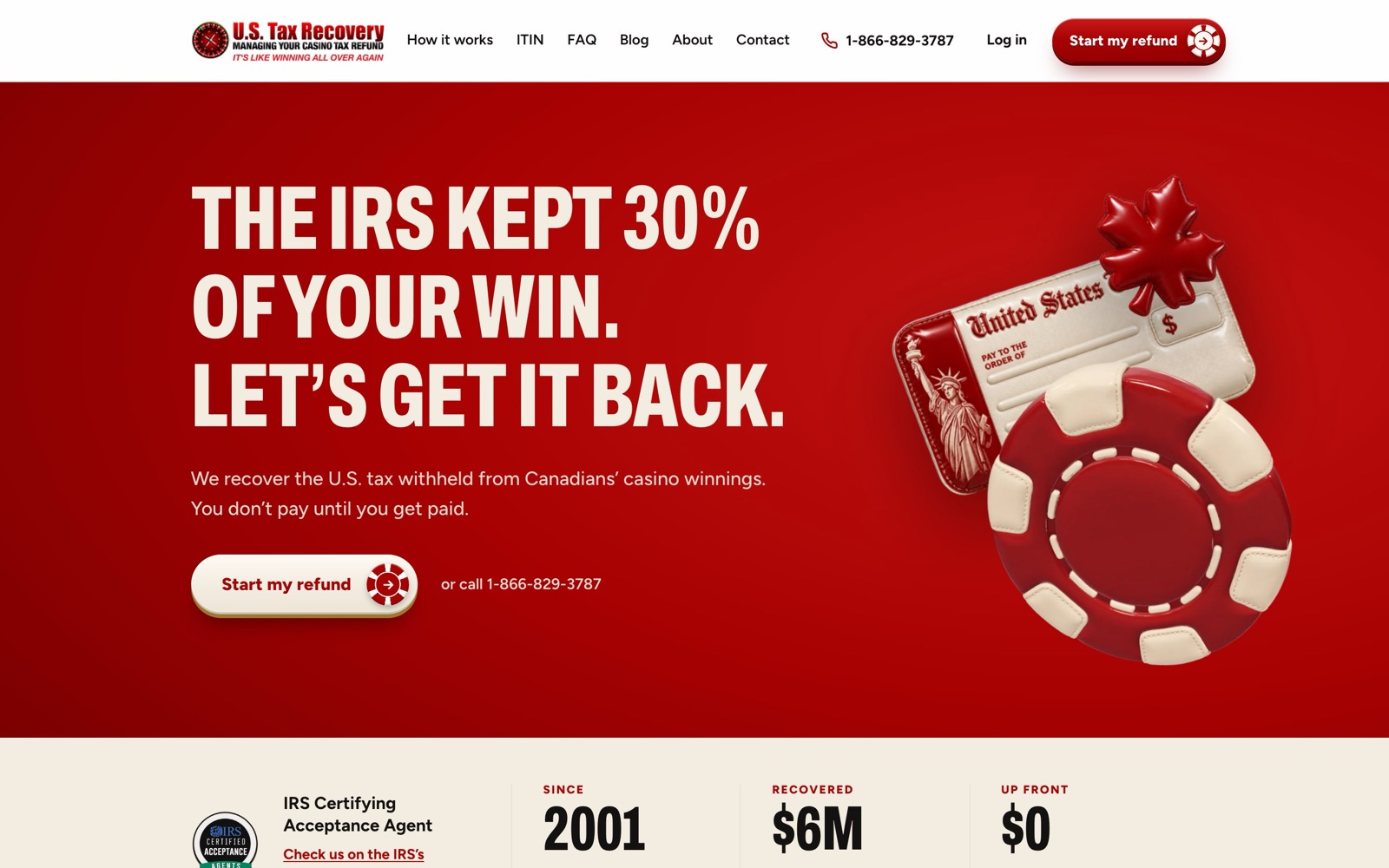 The ustaxrecovery.com home page